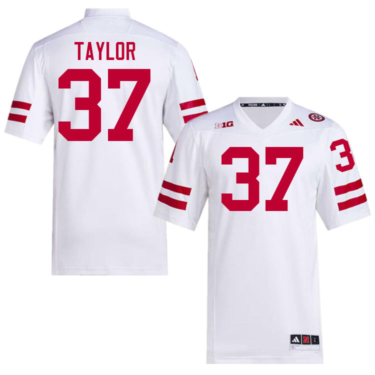 Men #37 Evan Taylor Nebraska Cornhuskers College Football Jerseys Stitched Sale-White